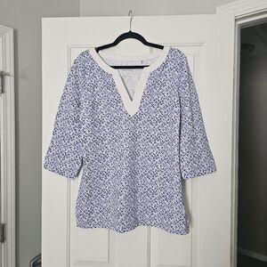 Tommy Bahama White and Blue Women's Tunic Size M